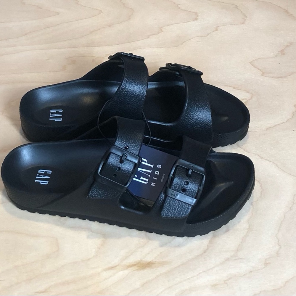 GAP Eva Black Double Buckle Slide Sandals Casual Summer - Kids Boy Size 4/5.